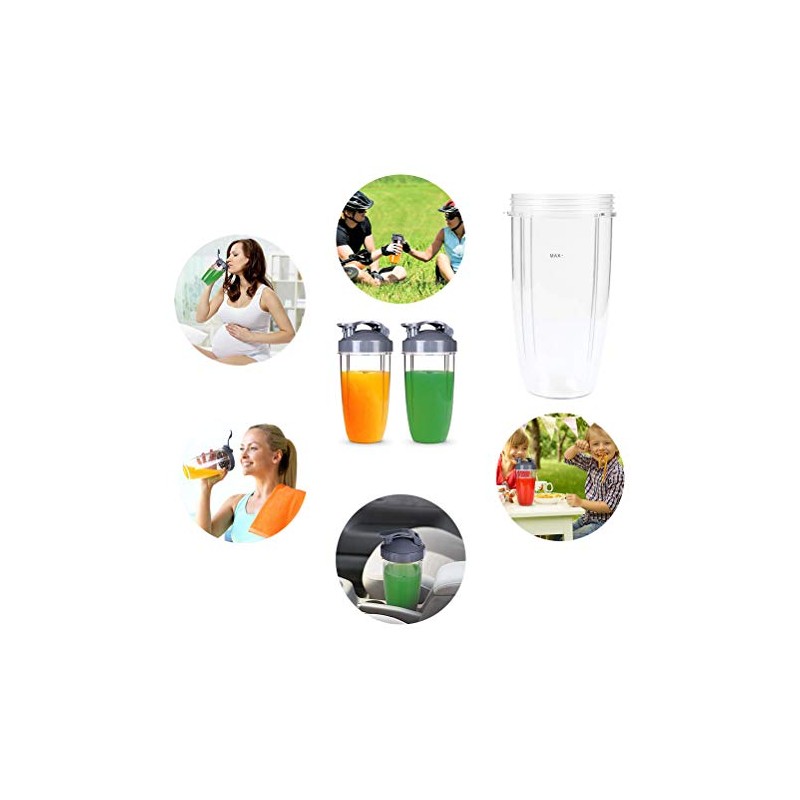 TIMETSETL 32 OZ Cup Compatible for Nutribullet, Clear Cups Mugs