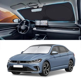 INSAUTO for VW Jetta 2020 Windshield Sun Shade Sunshade 2 Layers Front Window Shield for 2019-2026 Volkswagen Jetta Windshield Cover 210T Reflective Custom Fit Sun Visor Blocks UV Ray Car Accessories