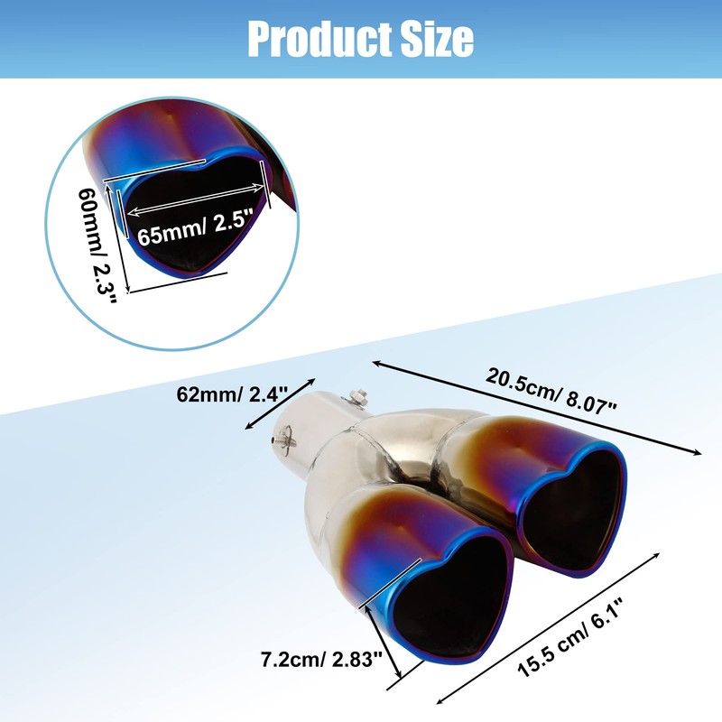 sourcingmap Car 60 x 65mm Heart Shape Exhaust Muffler Tip