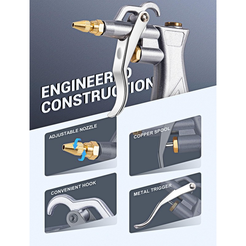 JASTIND Industrial Air Blow Gun with Brass Adjustable Air Flow