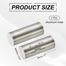 PATIKIL Titanium Sticks, Set of 2, 0.8" Diameter x 2" Long High Density Element Rod, Unique Metal Round Bar, Periodic Table Element Collection, Laboratory Teacher Science Supplies