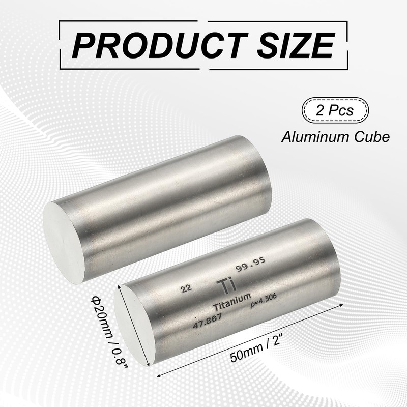 PATIKIL Titanium Sticks, Set of 2, 0.8" Diameter x 2"