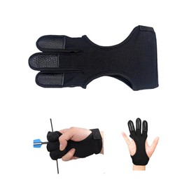 Wanfoou Archery Glove Three Finger Leather Archery Protective Gloves Archery Shooting Gloves, Three Finger Shooting Hunting Gloves Protector for Youth Adult Beginner