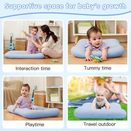 Baby Lounger 0-12 Months, Soft Cotton Bionic Design Infant Baby Lounger for Home and Travel, Newborn Babies Shower Gifts (GrayBlue)