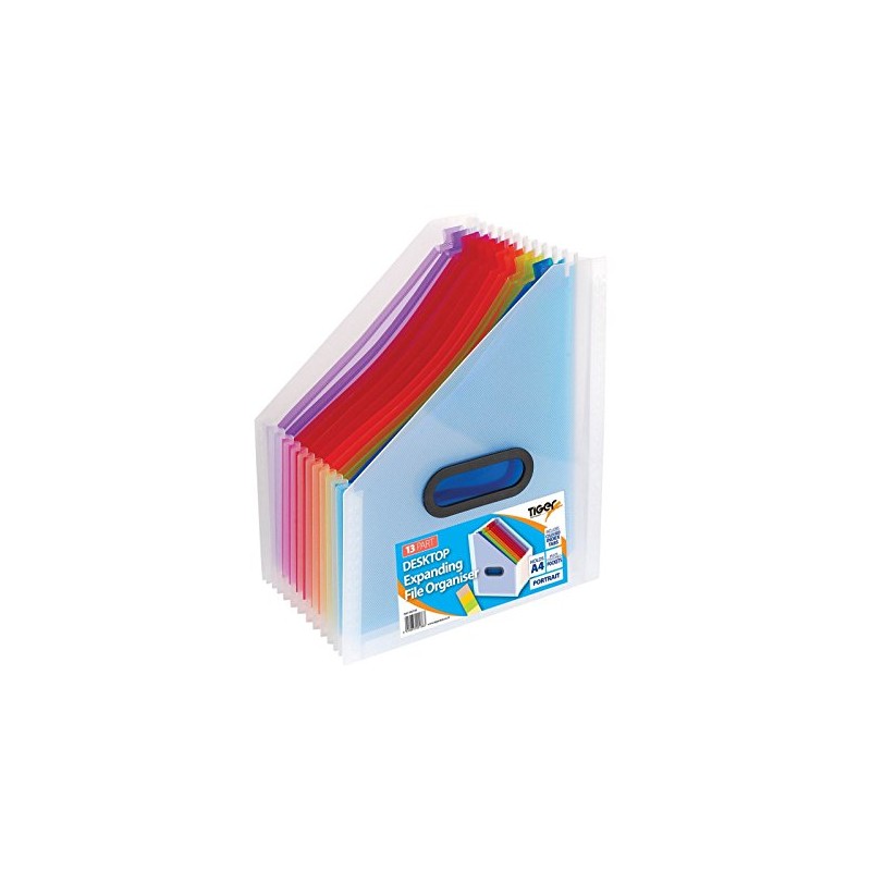 13 Part A4 Desktop Expanding File Portrait Organiser With Coloured