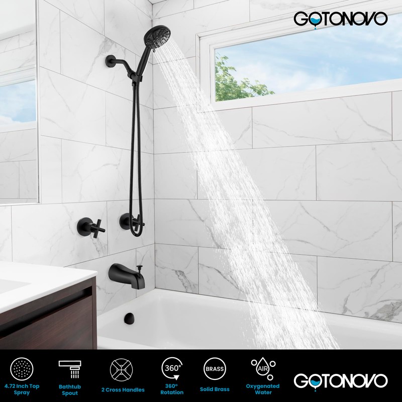 gotonovo 2 Handles Tub Shower Faucet Set,Bathtub Faucet Set with