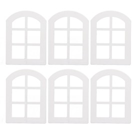 6PCS Dollhouse Windows Miniature Window Frame Ornament 1:12 Scale Dollhouse Furniture Tiny Wooden Window Models for Decoration