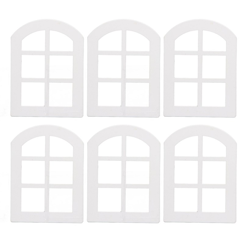 6PCS Dollhouse Windows Miniature Window Frame Ornament 1:12 Scale Dollhouse