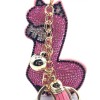 Bling Pink Llama Diamond Keychain Glitter Golden Tassel Charm Accessory