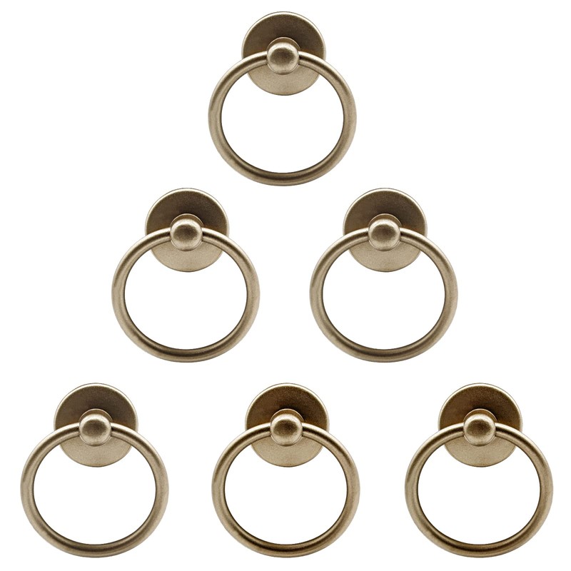 Luomorgo 6 Pcs Champagne Gold Ring Pull Handle Knobs, Modern