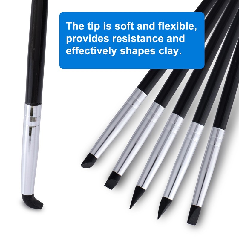 SmallCat 10pcs Silicone Paint Brushes, Flexible Clay Carving Tools, Professional