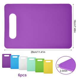 Pack of 6 Plastic Chopping Boards, Non-Slip, 29 x 19 cm Chopping Boards Plastic, BPA-Free Chopping Board, Small, Antibacterial, Chopping Boards Dishwasher Safe, Board Set Kitchen