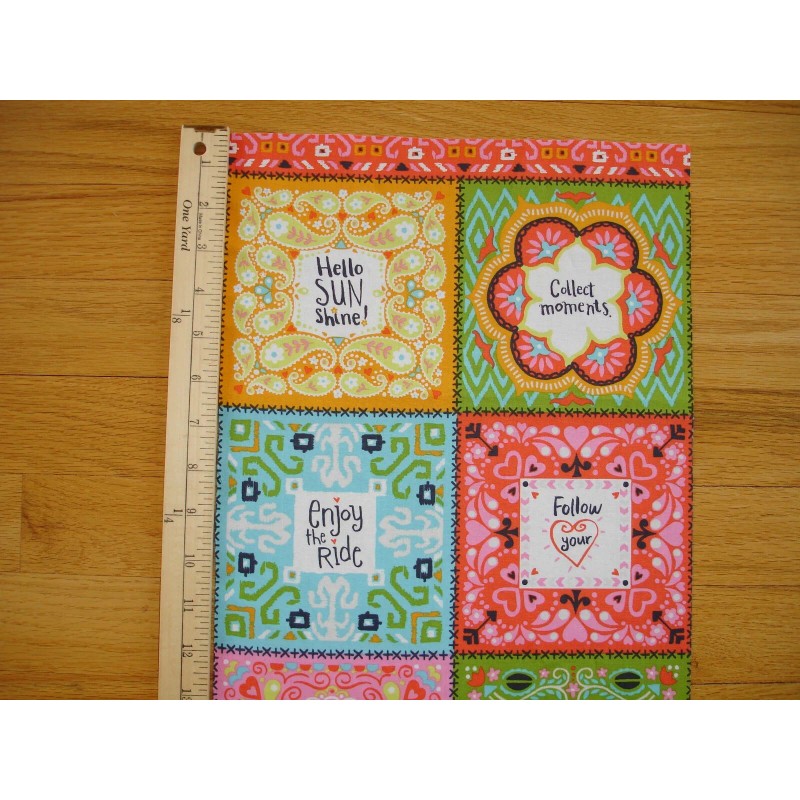 Blend Inspirational Hello Sunshine Follow Your.. Cotton Quilt Fabric Panel