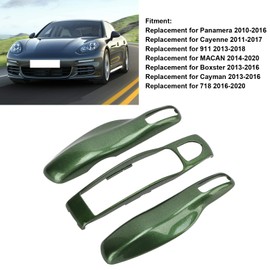 Fydun Car Key Fob Cover Shell Protector Key Fob Cover Assembly 3 Parts for Panamera Cayenne Cayman 911 718(Green)