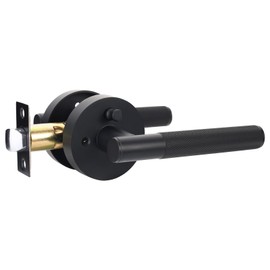 Litlheim Privacy Knurled Black Door Handle - Durable, Stylish Interior Lever for Bedrooms & Bathrooms - Modern Design & Functionality