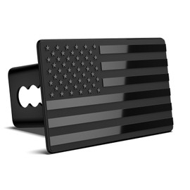 OGYE Heavy American Flag Metal Trailer Hitch Cover Fit for 2" Hitch Receivers (with 5/8" Pin Dia Anti-Theft Trailer Hitch Lock),3 * 5" Black