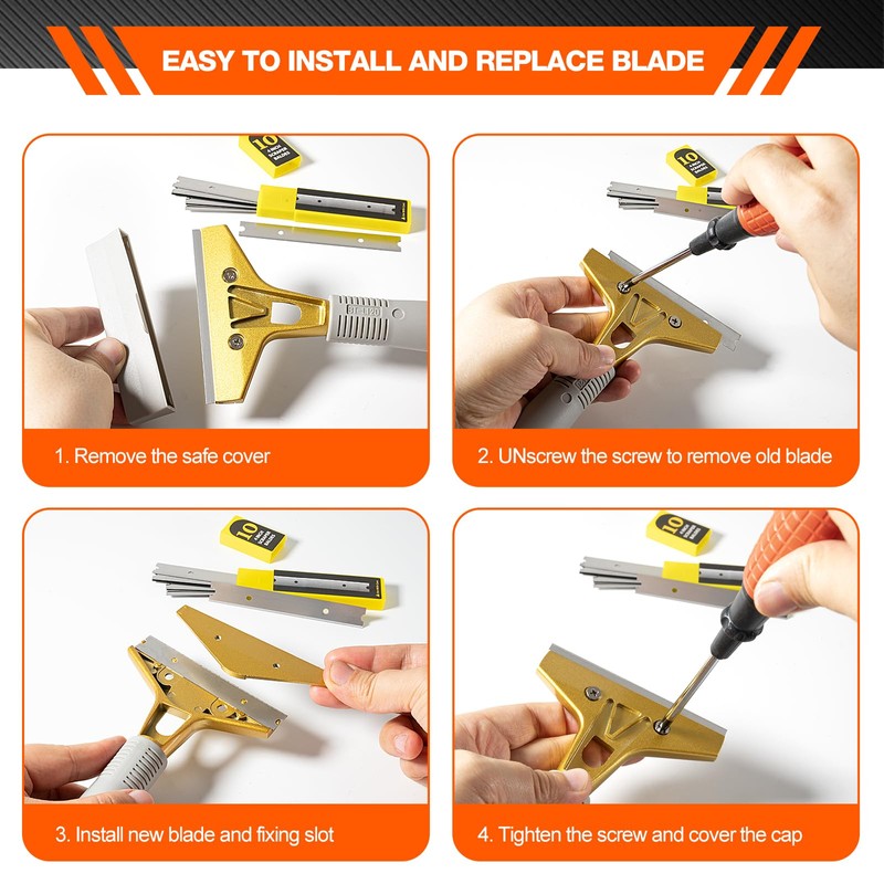 Gomake 4" Wide Razor Blade Scraper Tool with Adjustable 16''-58"(1.3ft
