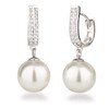 Schöner-SD Pearl Hoop Earrings with Large Pearls 925 Silver Rhodium,