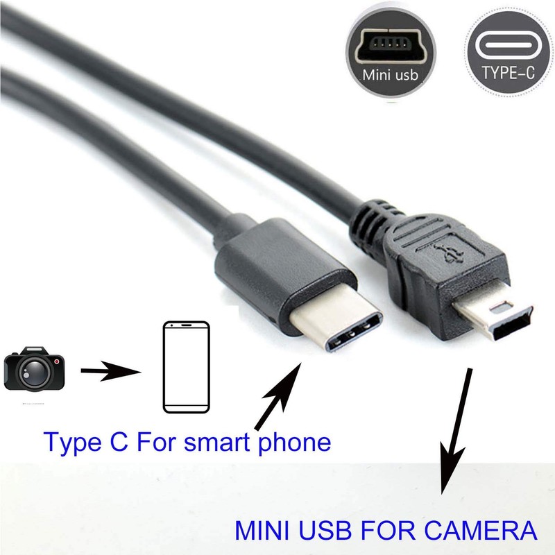 GuangMaoBo OTG Data Cable Type-C to Mini USB Camera