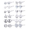 BBTO 24 Pairs Stud Earrings Crystal Pearl Earring Set Ear