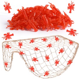 SATINIOR 51 Pcs Crawfish Boil Party Decor Rubber Toys Fish Net Kit for Seafood Party Supplies Centerpiece Birthday Shooting Props Desktop Decoration(Crawfish Style)
