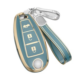 KUNIO Car Key Case Cover Fits Suzuki SX4 Vitara Swift Ignis Kizashi Baleno Ertiga 2019 TPU Key Protector Key Ring 3 Buttons B Grey