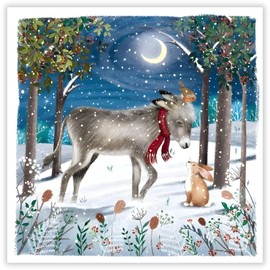 GBCC Charity Christmas Cards Pack of 10 - Charity Christmas Cards 2024 with Donkey and Rabbit Forest Scene - Eco-Friendly Xmas Cards Multipack with Envelopes