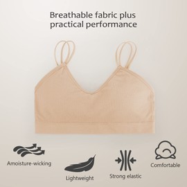 Omisy 4 Pieces V Neck Cami Bra Bralettes for Women,Padded Seamless Bralette Straps Sleeping Bra with Elastic Straps