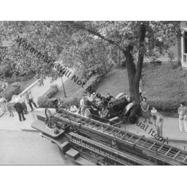 Boston Tiller Aerial Ladder Truck Accident Fire Truck Photograph Print 8.5x11"