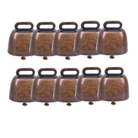 Niesporek Cowbells, Bear Bell, Set of 10, Cow Bell, Pet Bell, Grazing Bell for Goats, Cattle, Pets, Small Metal, Anti Lost Bell, Mini Bell for Decoration, Necklace Bell for Farm, Decorative Craft Bell