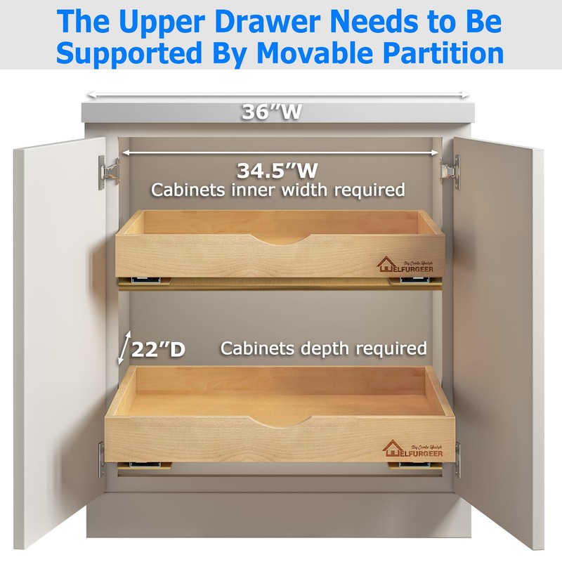 WelFurGeer Pull Out Drawers for Kitchen Cabinets, Pull Out Cabinet