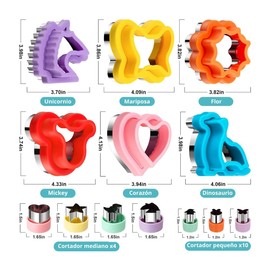 U Chef Set de 48 Cortadores para Sándwich, Moldes y Selladores, Cortadores de Galletas, Frutas y Verduras, Figuras Divertidas para Almuerzos Infantiles.