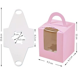 Goalfly 24 Pcs Single Cupcake Boxes, Individual Cupcake Boxes, Cupcake Boxes Individual with Window and Inserts (Pink)