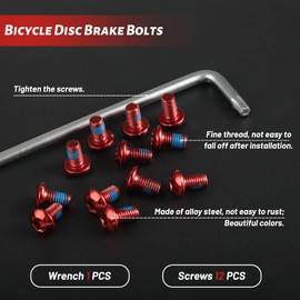 LEONTOOL Bicycle Disc Brake Rotor Bolt M5 x 10mm Bicycle Rotor Screws 12-Piece Set Brake Disc Bicycle Disc Rotor Floating Disc Brake Rotor with T25 Screw for Bicycle Heat Dissipation Bicycle Brake Pad