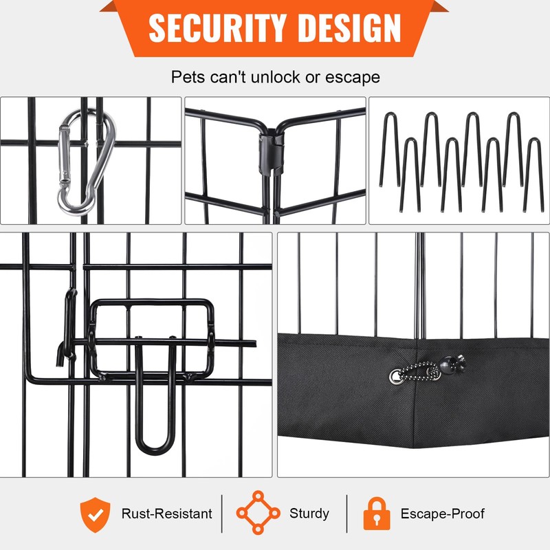 VEVOR Foldable Metal Dog Exercise Pen, Pet Playpen Dog Fence