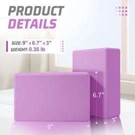 Bloques de yoga 2024, paquete de 2 unidades, bloque de yoga de espuma EVA, sin látex, bloques de ejercicio antideslizantes, accesorios de yoga para pilates, meditación, equilibrio, estiramiento y