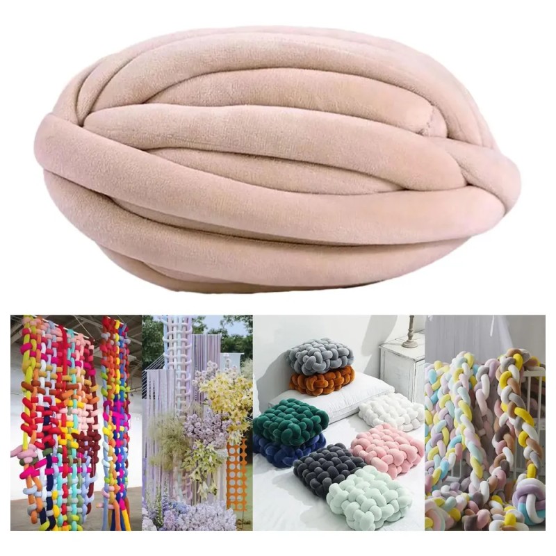 Hilo Grueso, Hilo Tubular Gigante Para Tejer Con Beige