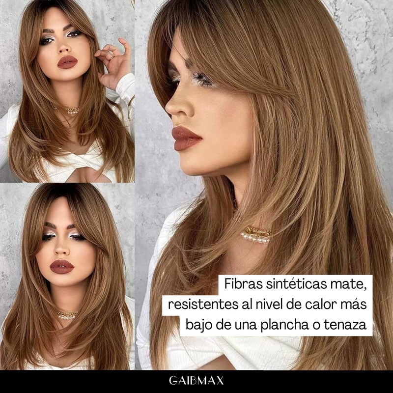 GAIBMAX - Pelucas para mujer cabello aspecto natural, peluca de