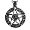 FIZIZDH Men's Stainless Steel Star Pentagram Pentacle Pagan Wiccan Witch