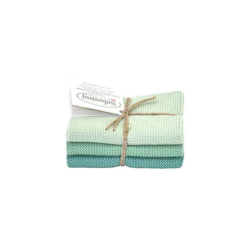 Solwang Cleaning Cloths, Set of 3, Knitted Cotton Wipes (Summer