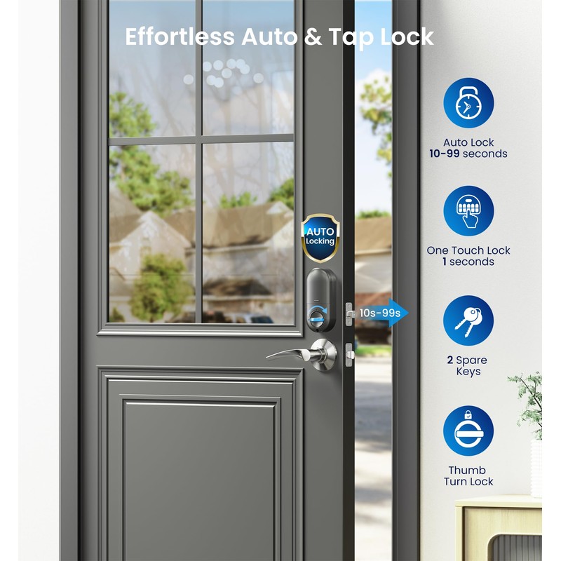 Veise Keyless Entry Door Lock with 2 Lever Handles -