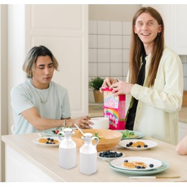 Iconikal Oil Cruet Set of 2, 7-Ounce Ceramic with Lid for Olive Oil Vinegar Syrup Dressings Sauce Pouring