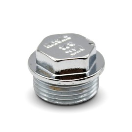 DOJA Barcelona Brass Cap, Cap with Male Thread, Pack of 4, Hexagonal Hose Caps, 3/8 Inch, Chrome-Plated Brass, Plugs for Sink Drain, Towel Holder, Radiator Sink Plug