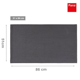 PANA Cotton Bath Mat Non-Slip • Shower Mat and Bath Mat • 100% Cotton Bath Mat Washable • Ökotex Certified • Size: 51 x 86 cm • Colour: Dark Grey