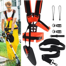 Threlaco 2 Set Trimmer Shoulder Strap Padded Belt Universal Adjustable Nylon Weed Eater Shoulder Harness and Long Trimmer Strap for Trimmers Weed Eaters Brush Cutters Leaf Blowers