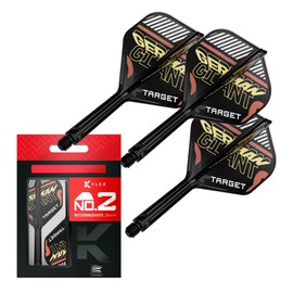 Target Darts Gabriel Clemens K Flex Flights and Shaft System, No.2 (Intermediate, 26 mm), Pack of 3 Kflex All In One Flights, Player Edition Darts Accessories, K-Flex Dart Shaft
