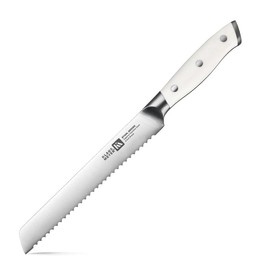 Klaus Meyer Stahl High Carbon Exclusive German Steel 8 inch Bread Knife Blade Knives - Color: white, Size: 8.1"