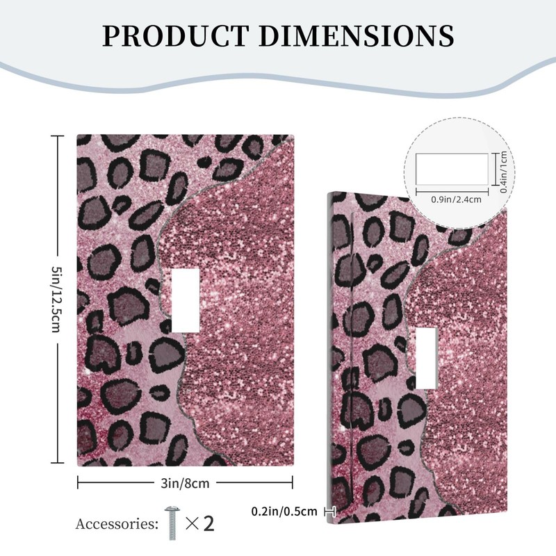 YIJIKJY Decorative Light Switch Plate Covers Pink Leopard Glitter Diamonds