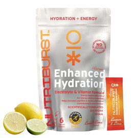 Nutriburst - Energy Electrolytes + 11 Vitamins & Minerals • Energy • Natural Caffeine • Performance - Suitable for Vegans - 6 Pack: Lemon & Lime - Enhanced Hydration