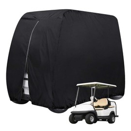 4 Passenger Outdoor Golf Cart Cover Waterproof Sunproof Golf Cart Cover with Extra PVC Coating for EZ GO Club Car Yamaha Golf Carts 108 inches L x 48 inches W x 66 inches H, Black